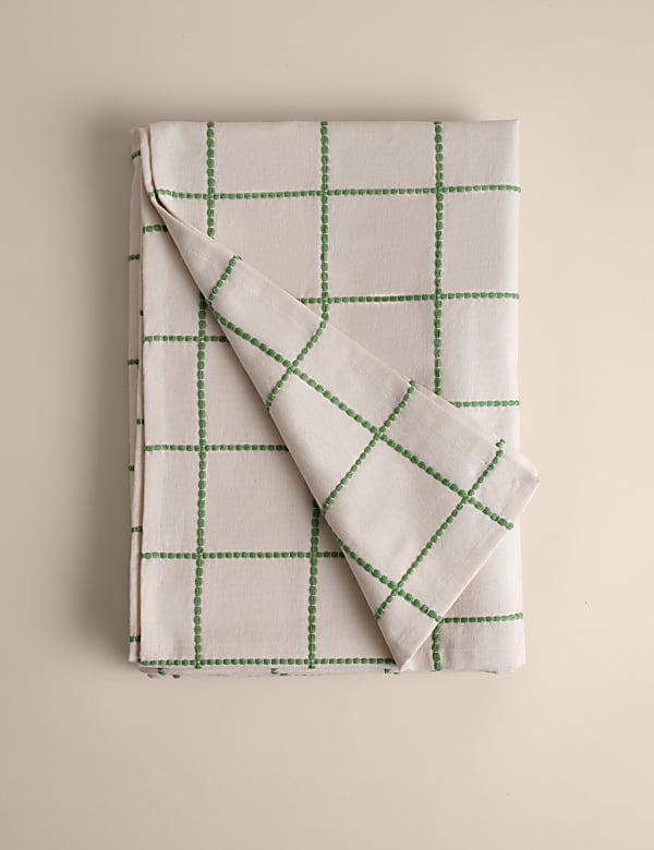 Pure Cotton Woven Checked Tablecloth - JO