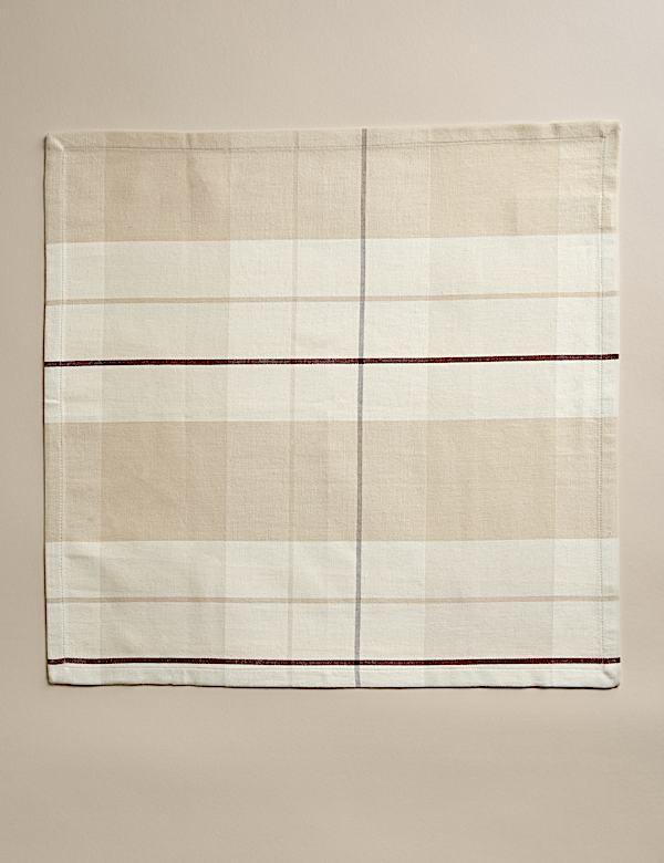 Lot de 4 serviettes de table en coton à carreaux - CH