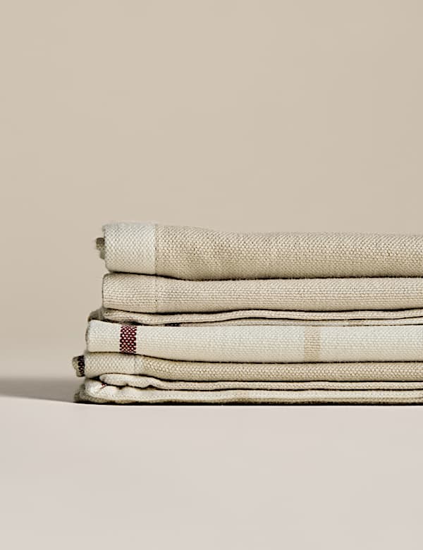 Lot de 4 serviettes de table en coton à carreaux - CH