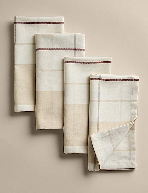 4pk Cotton Rich Checked Napkins - IT