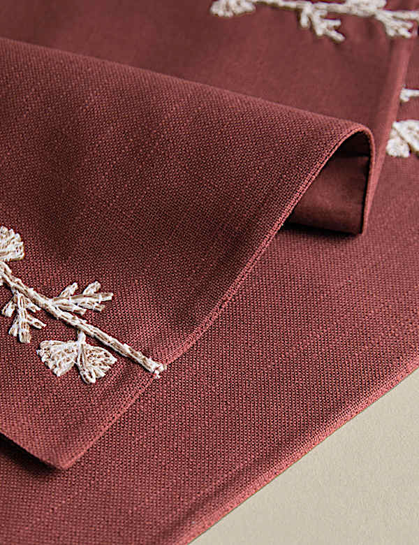 Set of 2 Pure Cotton Embroidered Placemats - FI