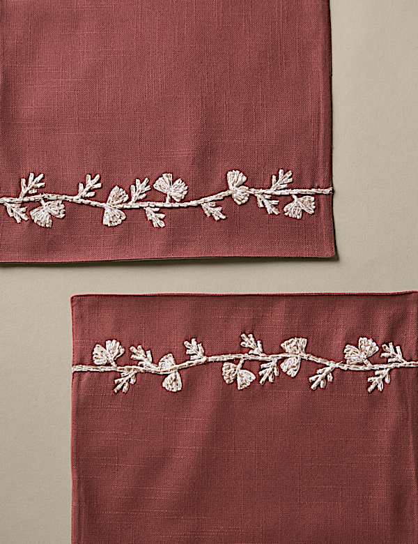 Set of 2 Pure Cotton Embroidered Placemats - FI
