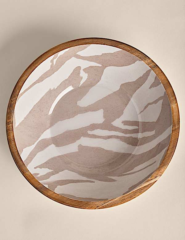 Wooden Marble Decal Serving Bowl - AT