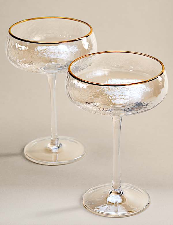 Set of 2 Hammered Lustre Coupe Glasses - EE