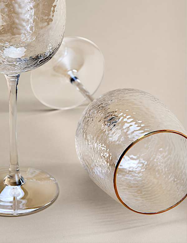 Set of 2 Hammered Lustre Wine Glasses - HR