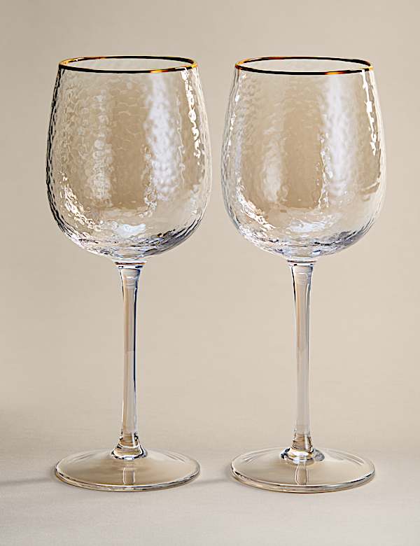 Set of 2 Hammered Lustre Wine Glasses - EE