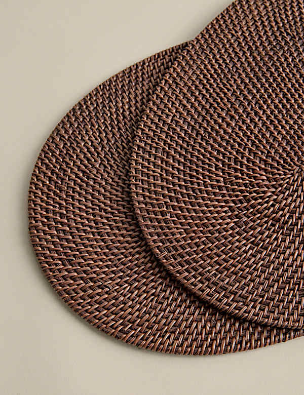 Set of 2 Rattan Oval Placemats - AT