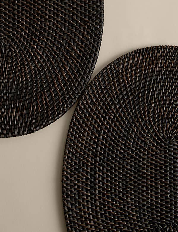Set of 2 Rattan Oval Placemats - AU