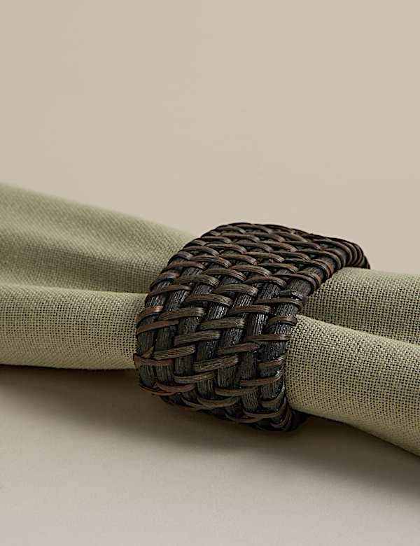 Set of 4 Rattan Oval Napkin Rings - JP