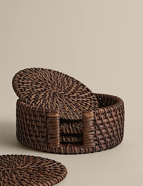 סט 4 תחתיות ראטן אובאליות עם מעמד - IL