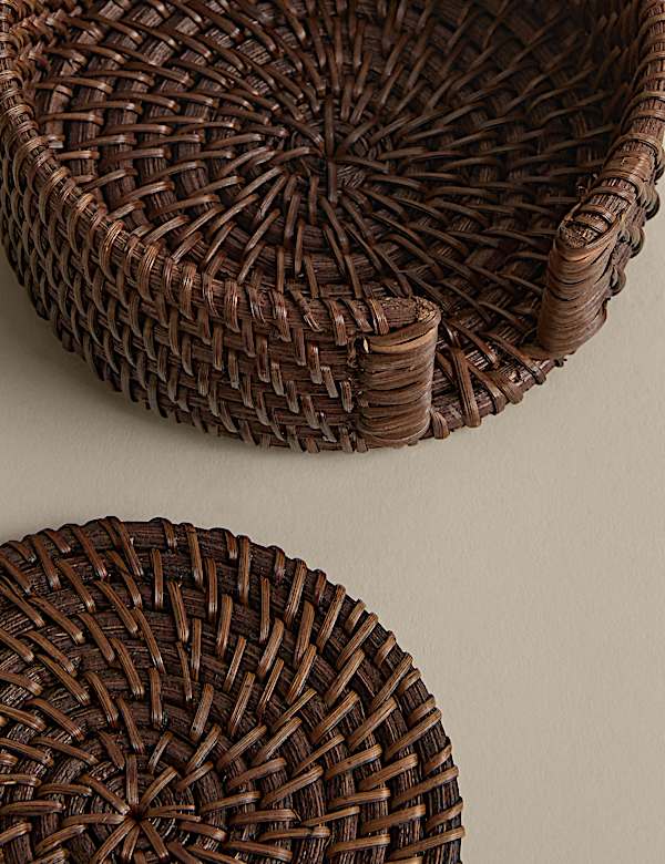 סט 4 תחתיות ראטן אובאליות עם מעמד - IL