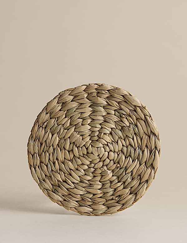 Set of 4 Seagrass Oval Coasters with Holder - FI