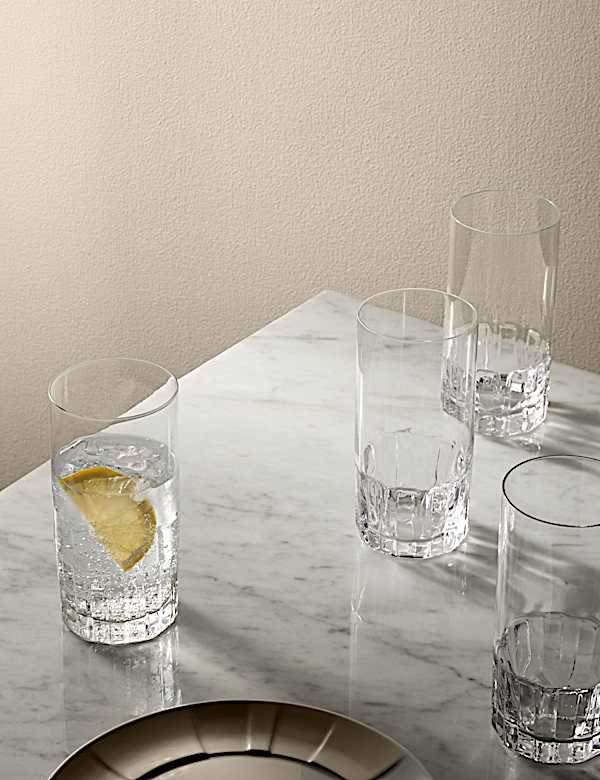 Set of 4 Textured Hi Ball Glasses - JO