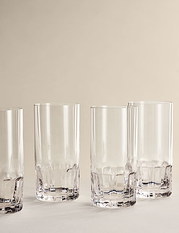Set of 4 Textured Hi Ball Glasses - JO