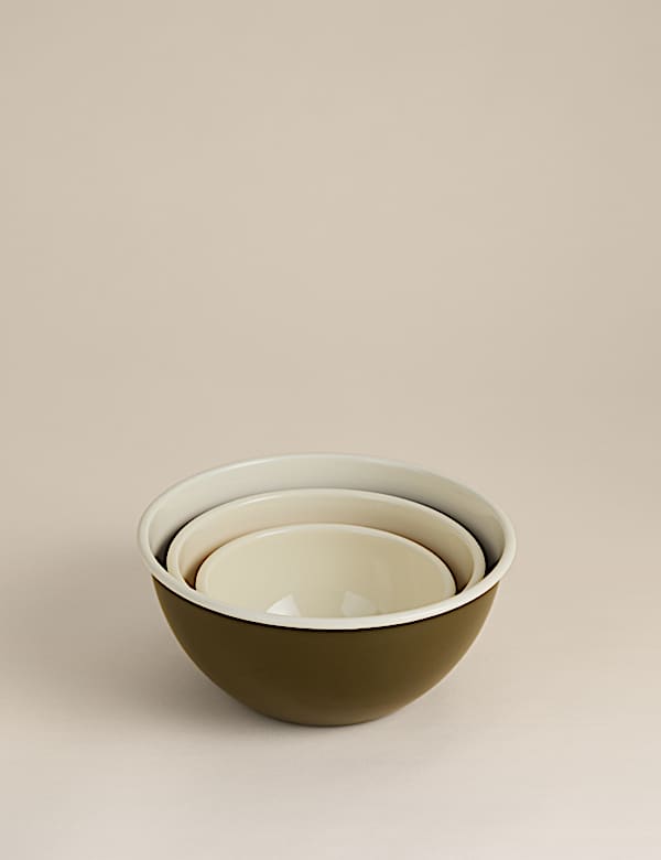 Set of 3 Enamel Nest of Mixing Bowls - BE