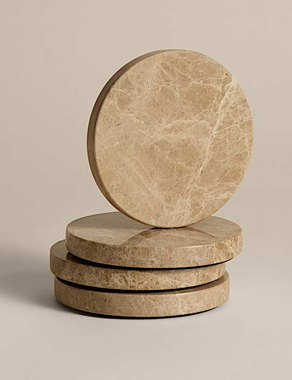 Set of 4 Stone Coasters with Holder - DK