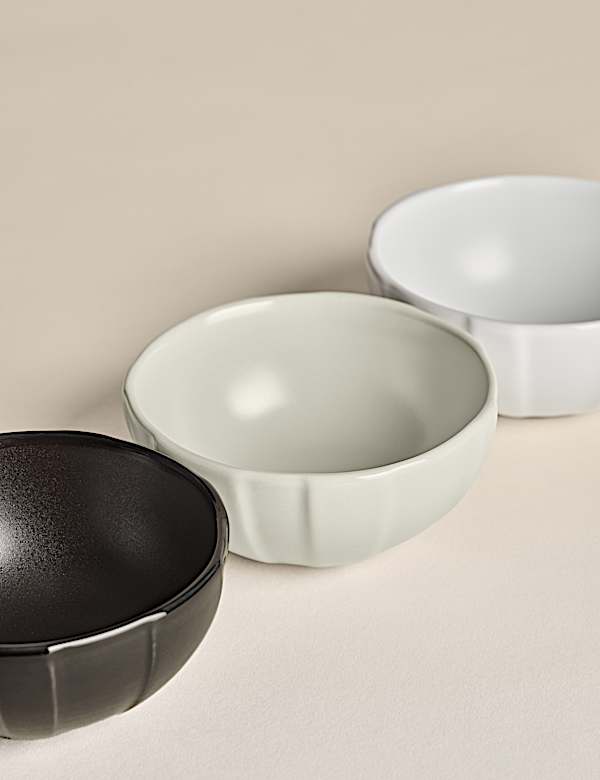 Set van 3 keramische kommen met structuur - NL