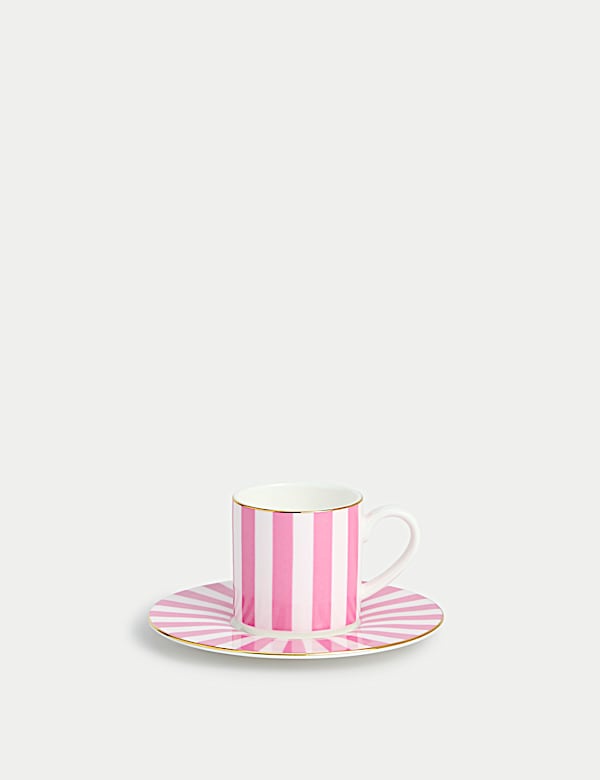 Bone China Striped Espresso Cup & Saucer - JE