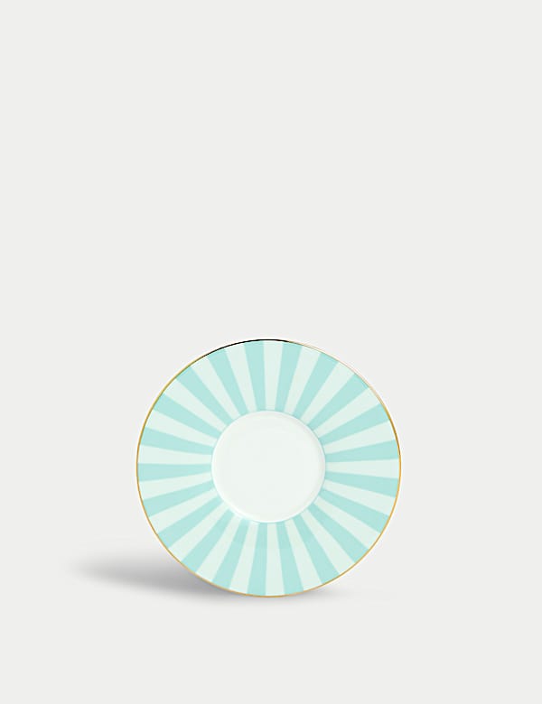 כוס אספרסו וצלוחית מחרסינת עצם עם פסים - IL