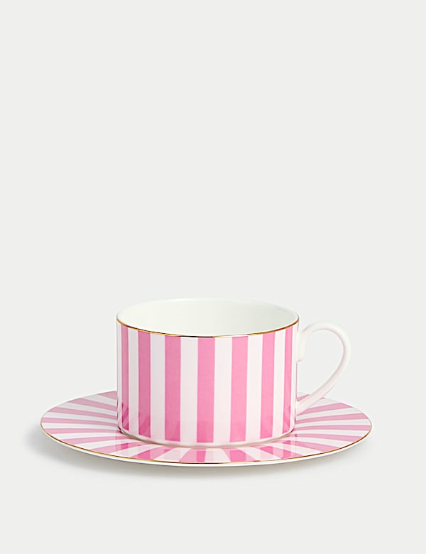 Bone China Striped Cup & Saucer - HR