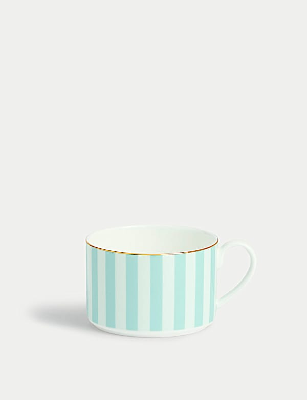 Gestreifte Tasse und Untertasse aus chinesischem Knochenporzellan - DE