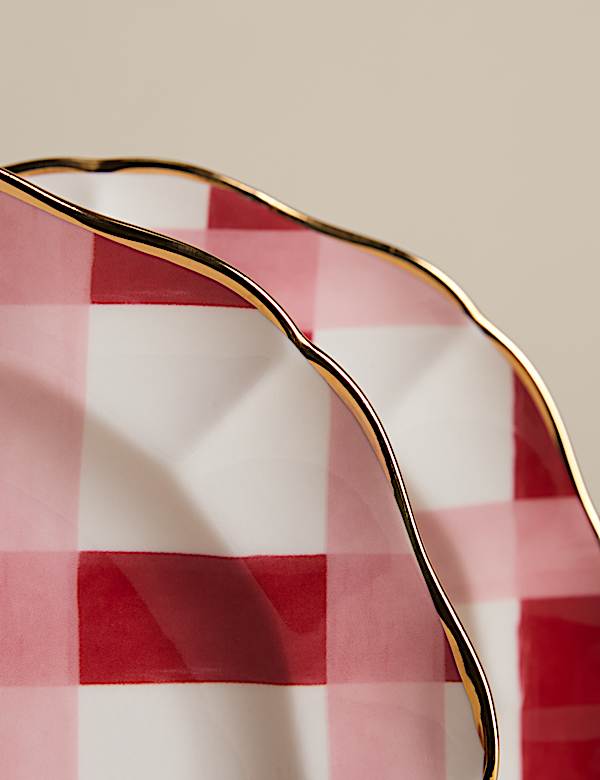 Set of 2 Retro Scallop Check Side Plates - MX