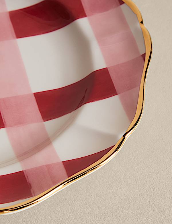 Set of 2 Retro Scallop Check Side Plates - MX