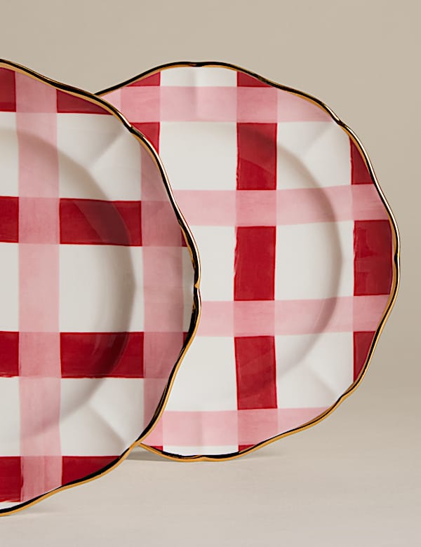 2pk Scallop Check Side Plate - NO