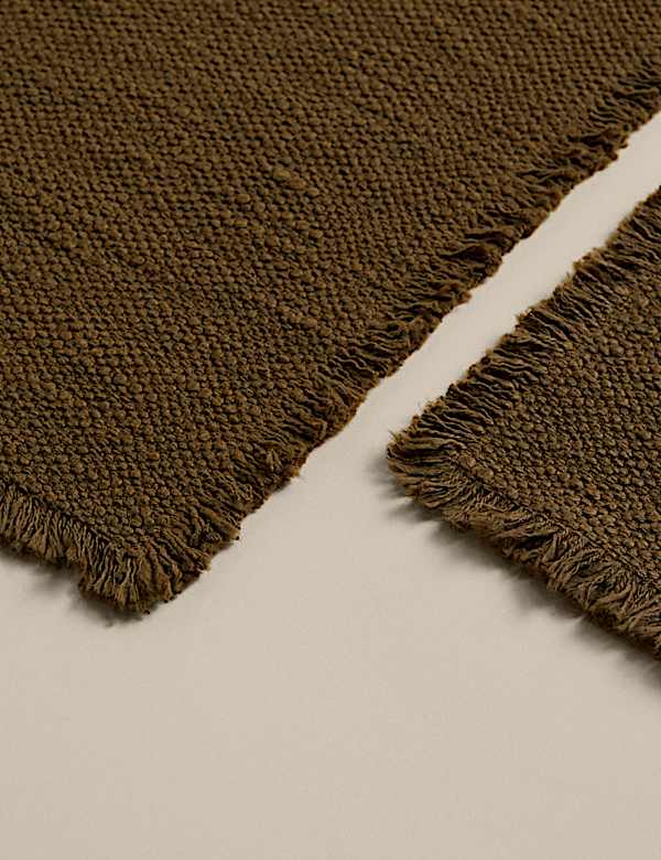 Set Of 2 Pure Cotton Frayed Edge Placemats - AU