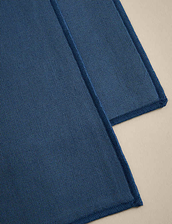 Set of 2 Cotton with Linen Embroidered Edge Placemats - TW