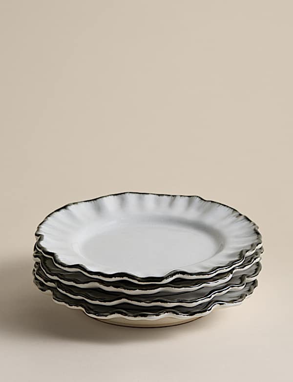Set of 4 Ruffle Stoneware Side Plates - NZ