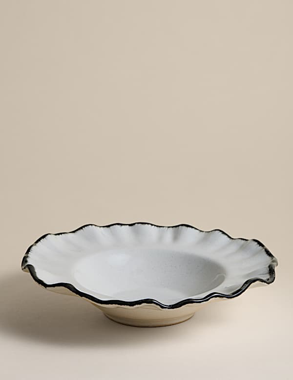 Set of 4 Ruffle Stoneware Pasta Bowls - JO