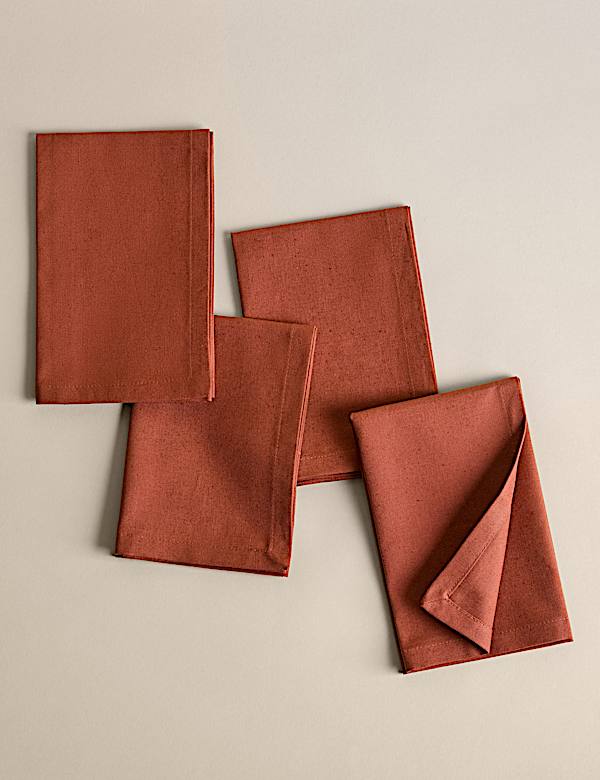 Set of 4 Cotton Rich Napkins with Linen - NO