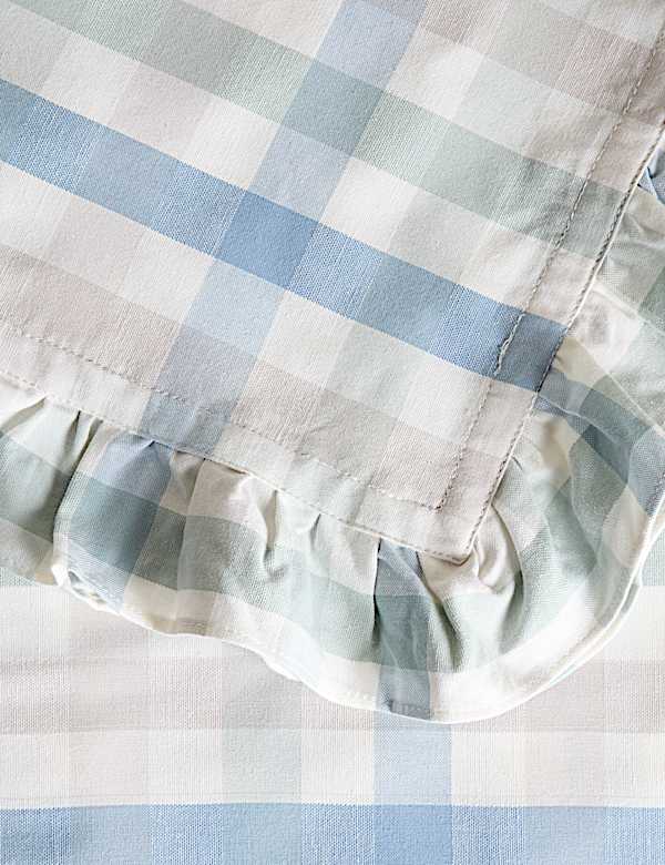 Cotton with Linen Gingham Ruffle Tablecloth - TW