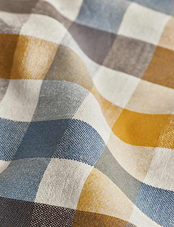 Nappe en coton et lin &agrave; carreaux Vichy et volants - CA