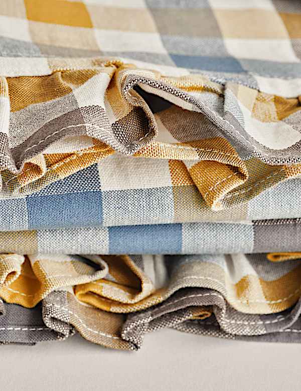 Nappe en coton et lin &agrave; carreaux Vichy et volants - CA