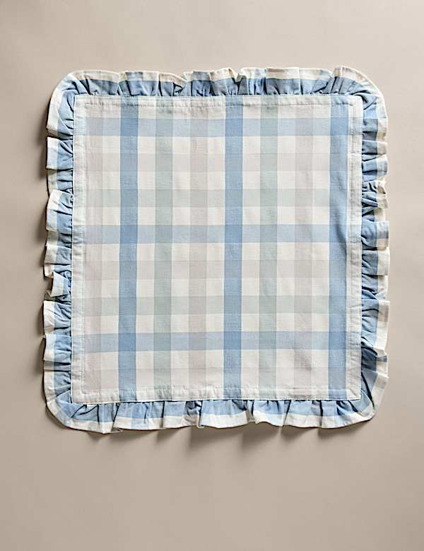 Set of 4 Cotton with Linen Ruffle Gingham Napkins - VN