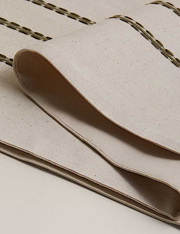 Cotton Rich Striped Table Runner with Linen - AL