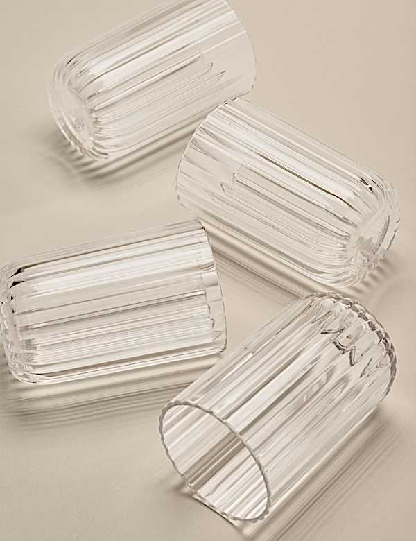 Set of 4 Ribbed Picnic Hi Ball Glasses - PT