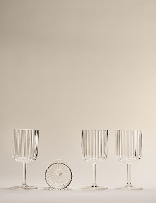 Set of 4 Ribbed Picnic Wine Glasses - AL