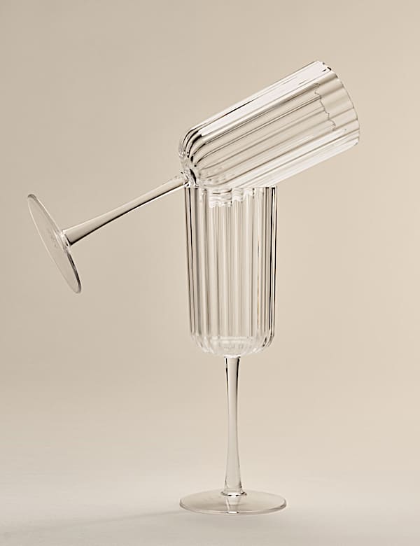 Set of 4 Ribbed Picnic Champagne Flutes - PT