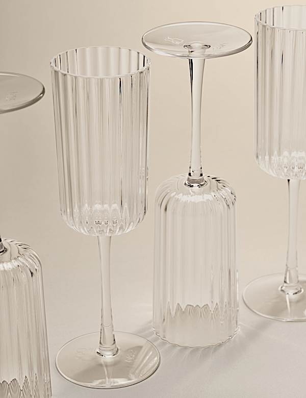 Set of 4 Ribbed Picnic Champagne Flutes - PT