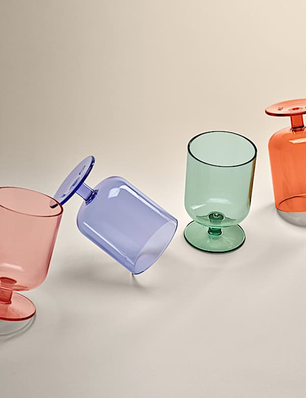 Set of 4 Rounded Acrylic Wine Glasses - GR