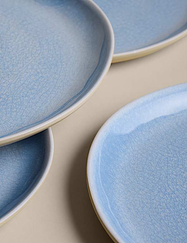 Lot de 4 grandes assiettes &eacute;maill&eacute;es couleur lin pour pique-nique - CA