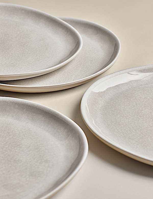 Set van 4 linnen picknick-dinerborden met reactief glazuur - BE