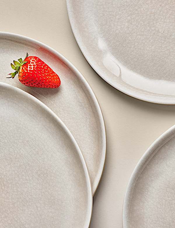 Set of 4 Linen Reactive Picnic Dinner Plates - BN