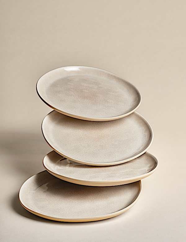 Set of 4 Linen Reactive Picnic Side Plates - HR