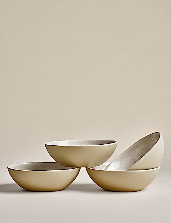 Lot de 4 bols à céréales émaillés couleur lin pour pique-nique - FR