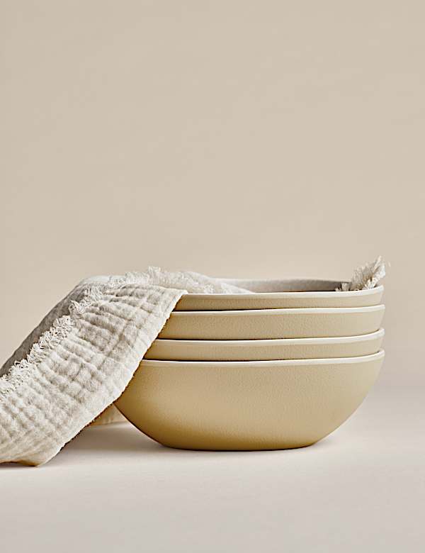 Set of 4 Linen Reactive Picnic Cereal Bowls - BN