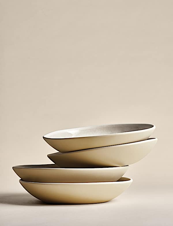Set of 4 Linen Reactive Picnic Pasta Bowls - BN